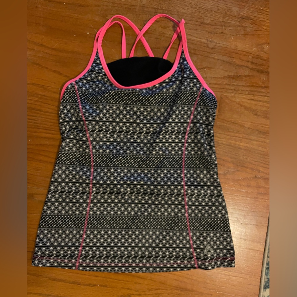 RBX Black and Pink Geometric Tank Top